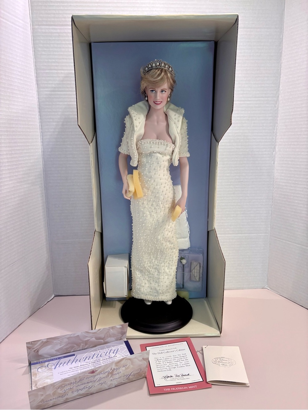 Princess Diana Porcelain Figurine in Ivory Beaded Gown with Tiara
